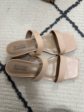 Call It Spring Blush Double-Strap Square-Toe Slide Mules